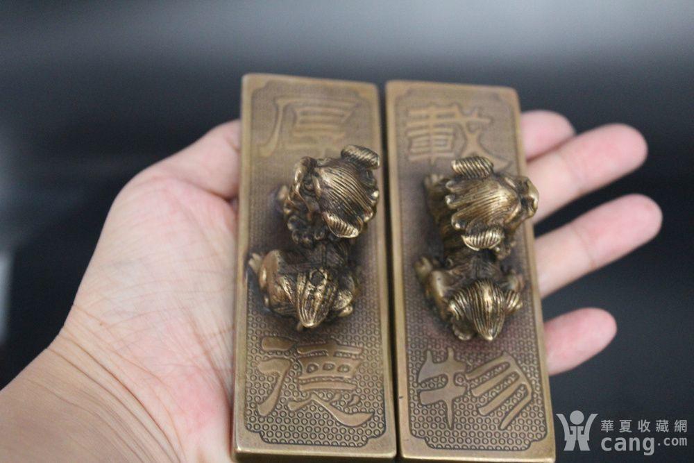 文昌阁铜狮镇尺一对