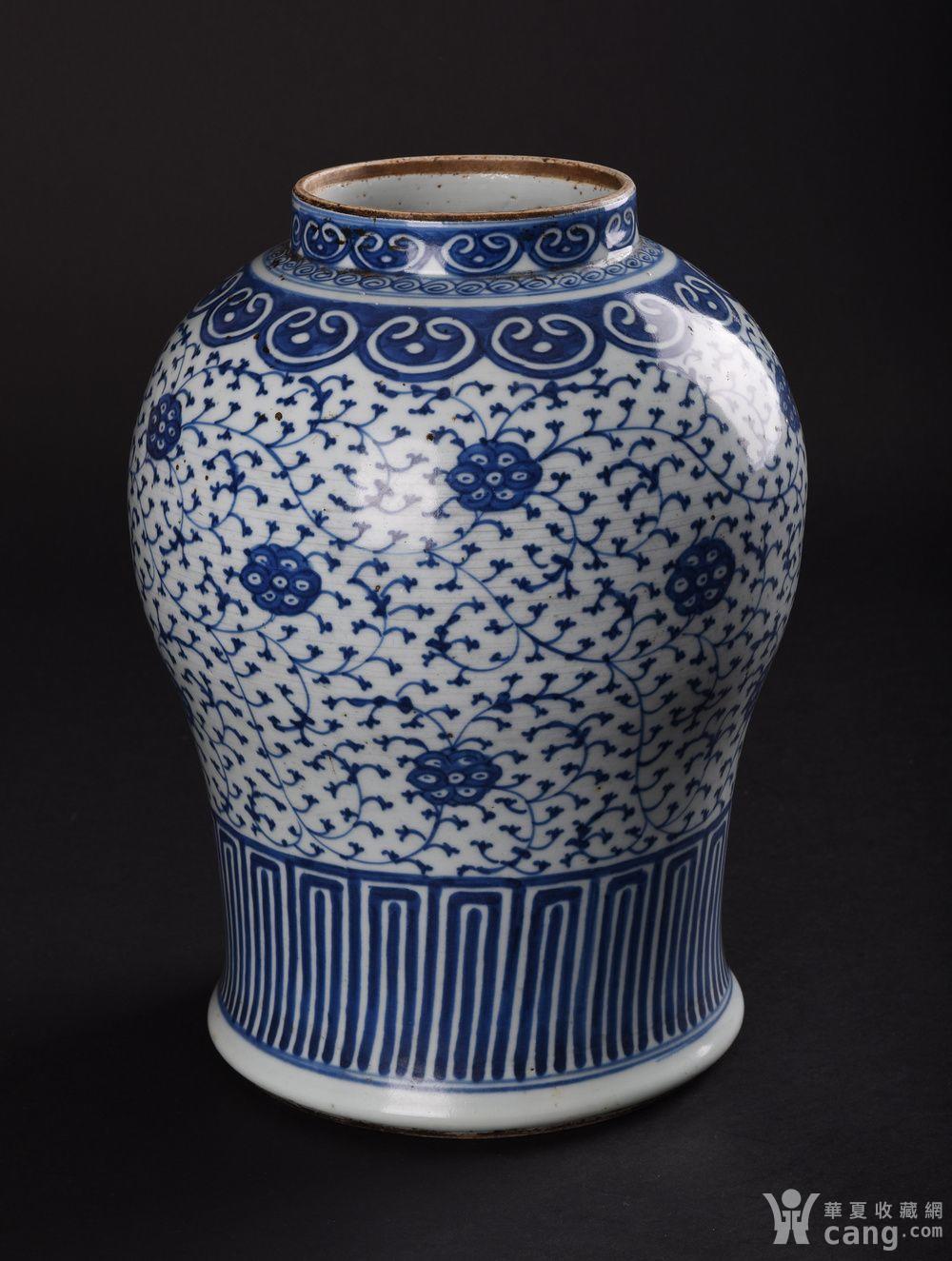 【联盟】清代 青花缠枝花卉将军罐