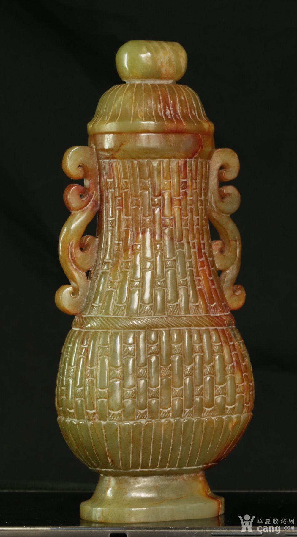 明清 和田籽玉 青玉雕摆件 双耳玉瓶 - 玉器 - 仿古工艺品 - 华夏收藏