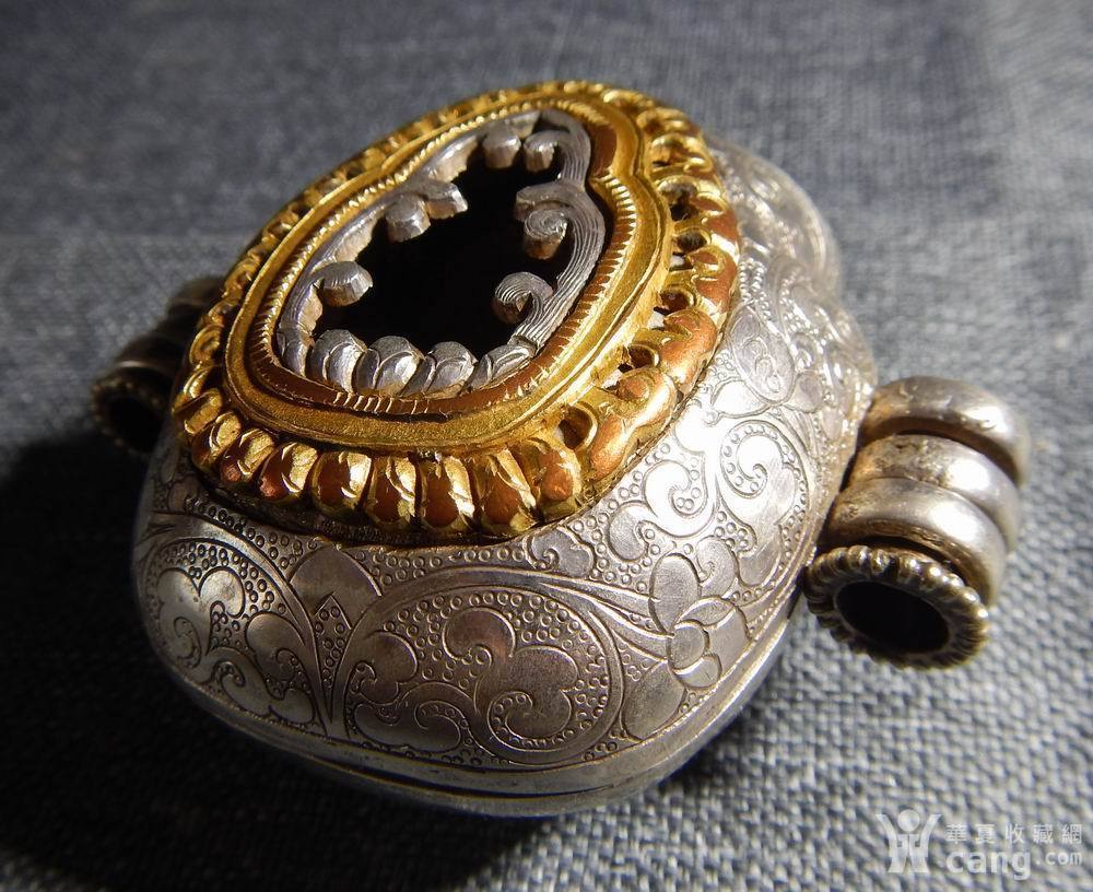 清代藏传精品 银鎏金嘎乌盒