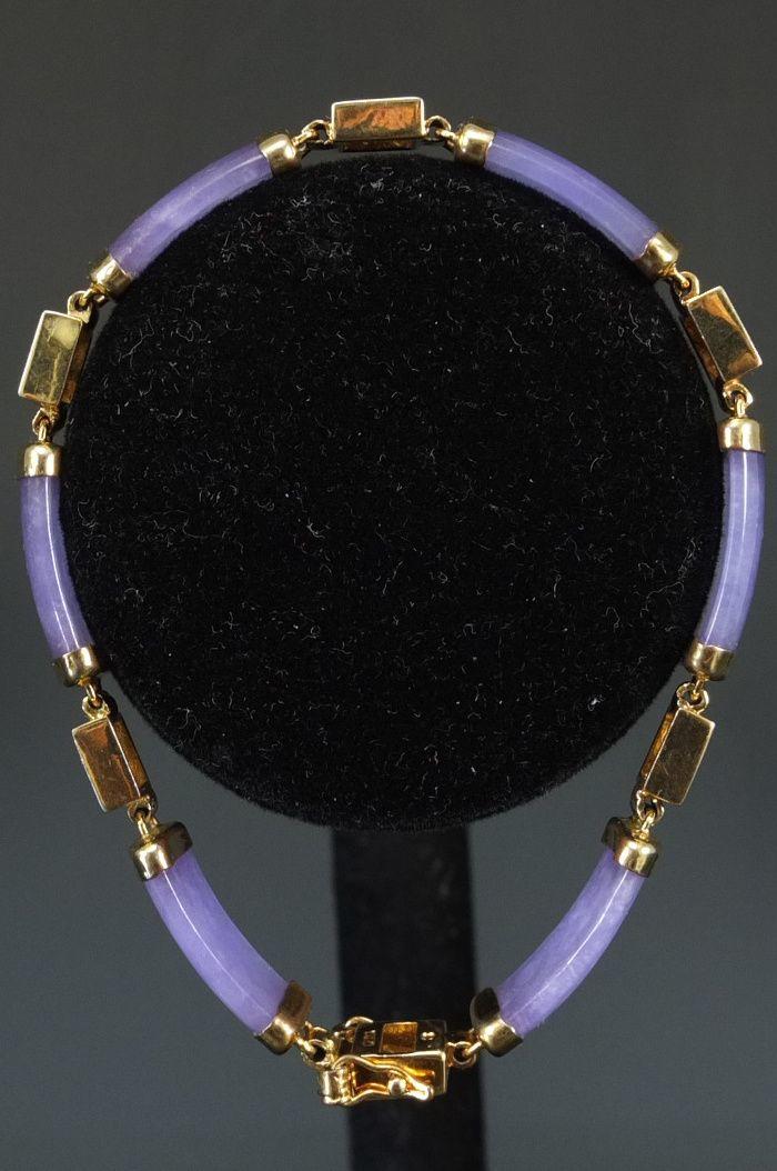 【美国回流】14k金镶嵌—天然紫色翡翠—手链