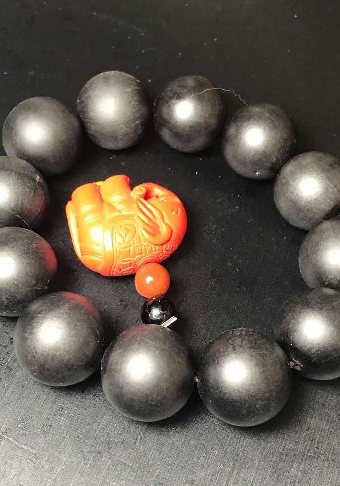 天然牦牛角纯黑手串20mm 吉祥如意