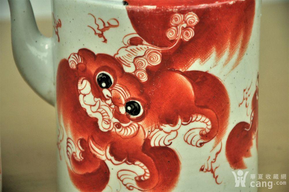 【欧美回流】一对民国景德镇矾红彩太师少保提梁壶 - 民国 - 瓷器