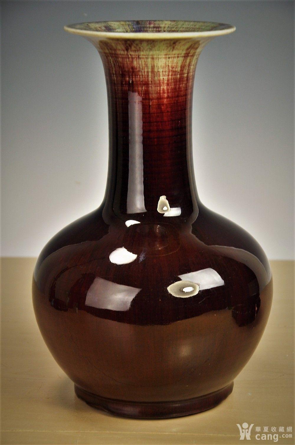 【欧美回流】【极美压轴】清中期郎窑红釉盘口大胆瓶