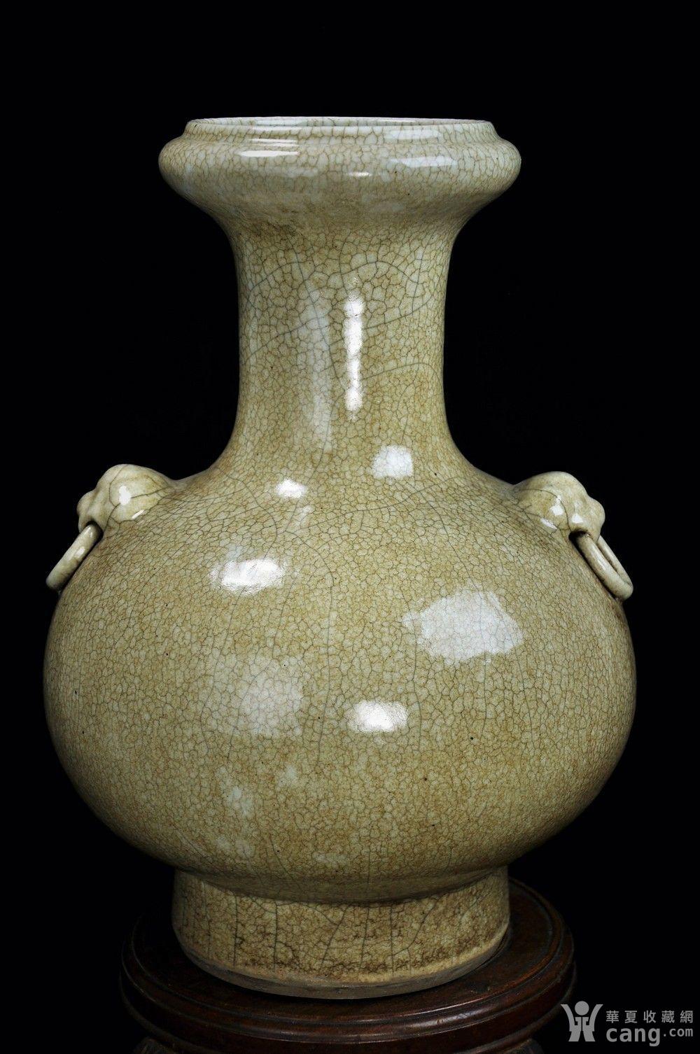 【欧美回流】【美品压轴】明代哥釉辅首耳盘口大天球瓶