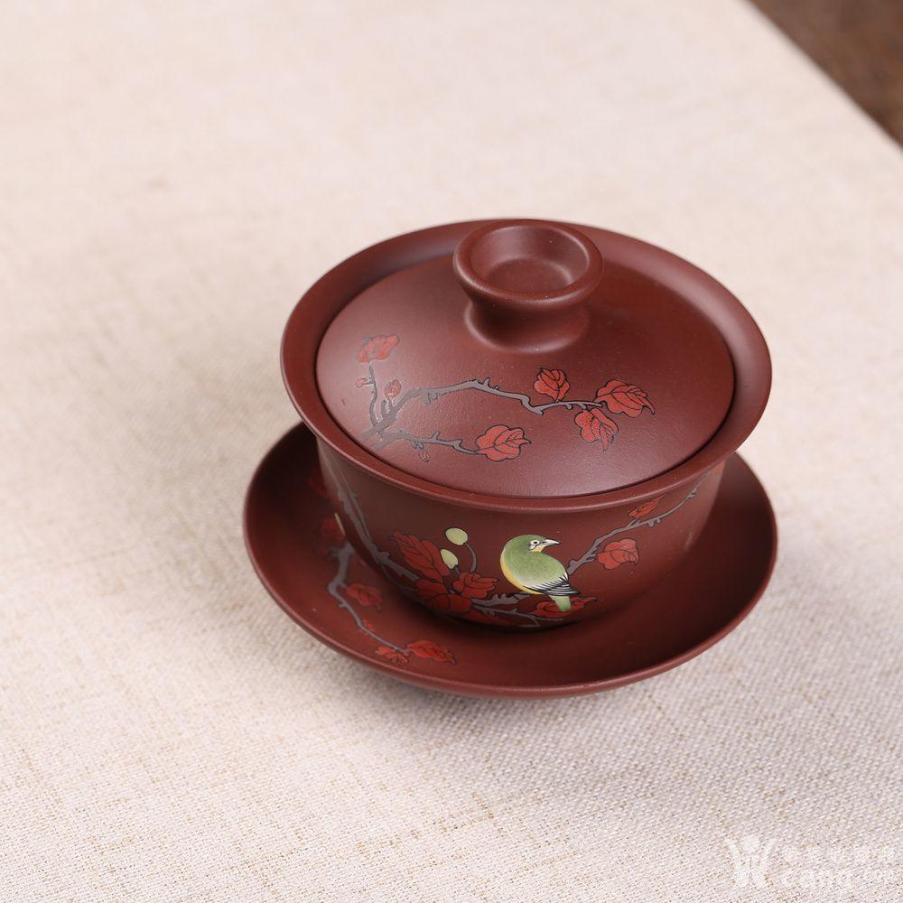 垚声堂创始人【梁伟 】全手工作品【墨绘盖碗】 - 紫砂壶 - 杂项