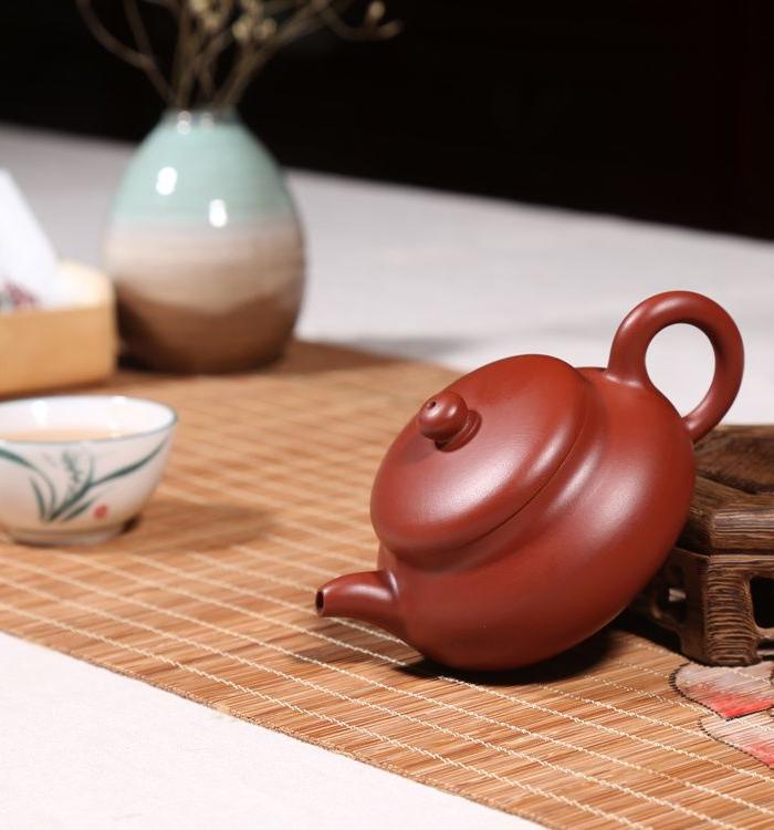 徐萍 原矿朱泥大红袍 扁韵壶