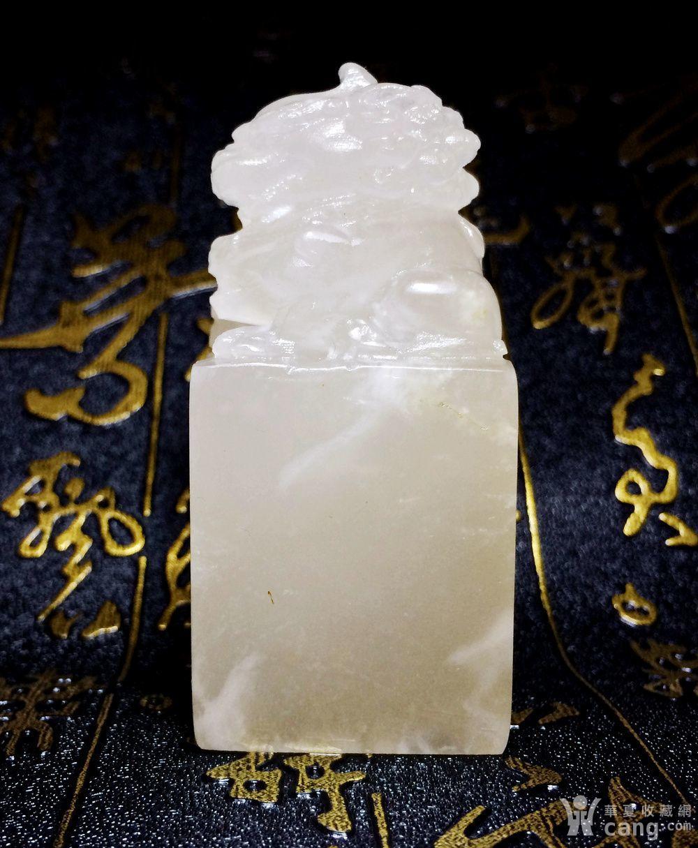 天然青海昆仑荔枝冻白冻玉冻石狮子印章!