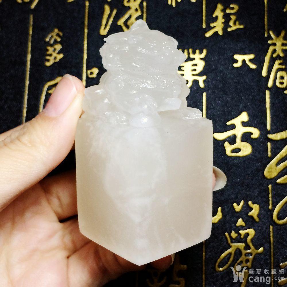 天然青海昆仑荔枝冻白冻玉冻石狮子印章!