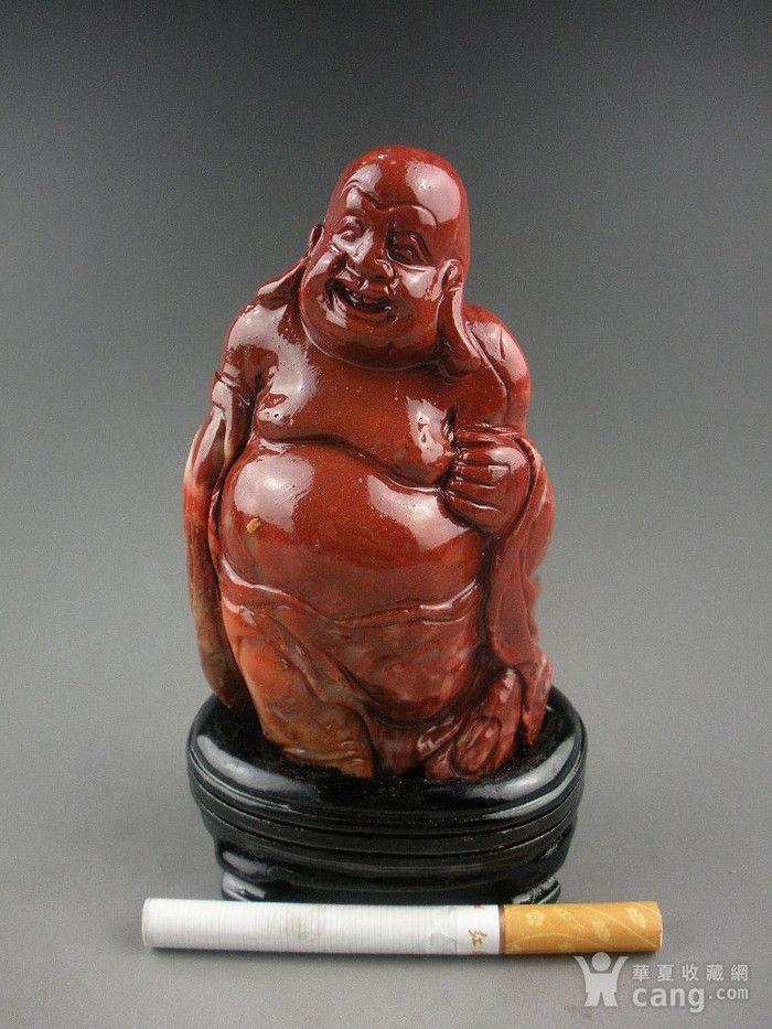 文房精品-结晶性巴林红花冻石大耳佛