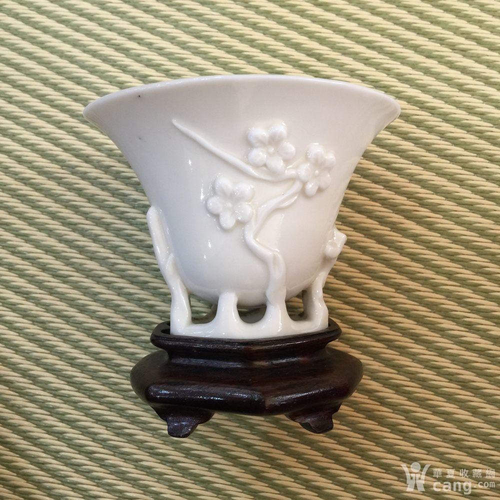 【已鉴定】明末清初 德化窑梅花杯 (带座)