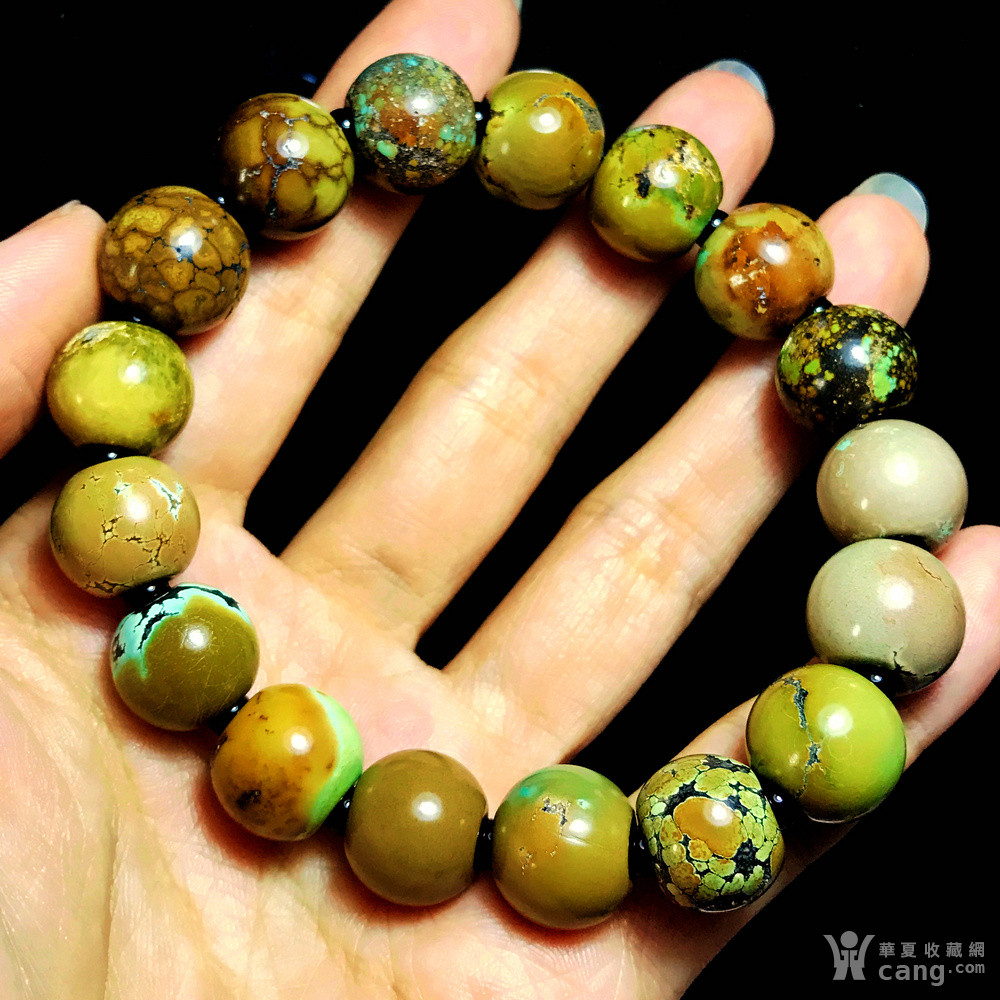 纯天然原矿无优化绿松石精品高瓷菜籽黄13mm苹果圆大珠手串