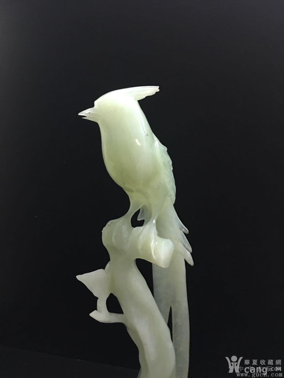 美品玉雕独立高枝绶带鸟