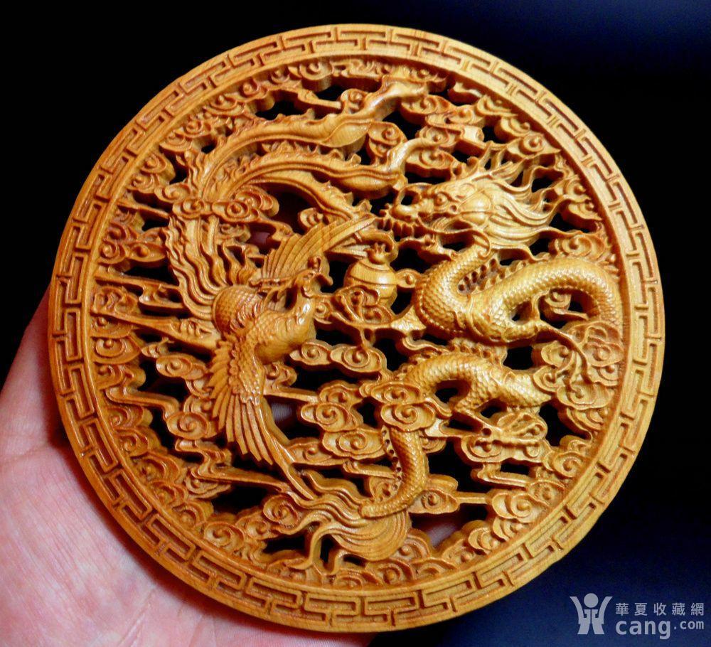 崖柏木雕 镂空双面精雕龙凤呈祥高档摆件!