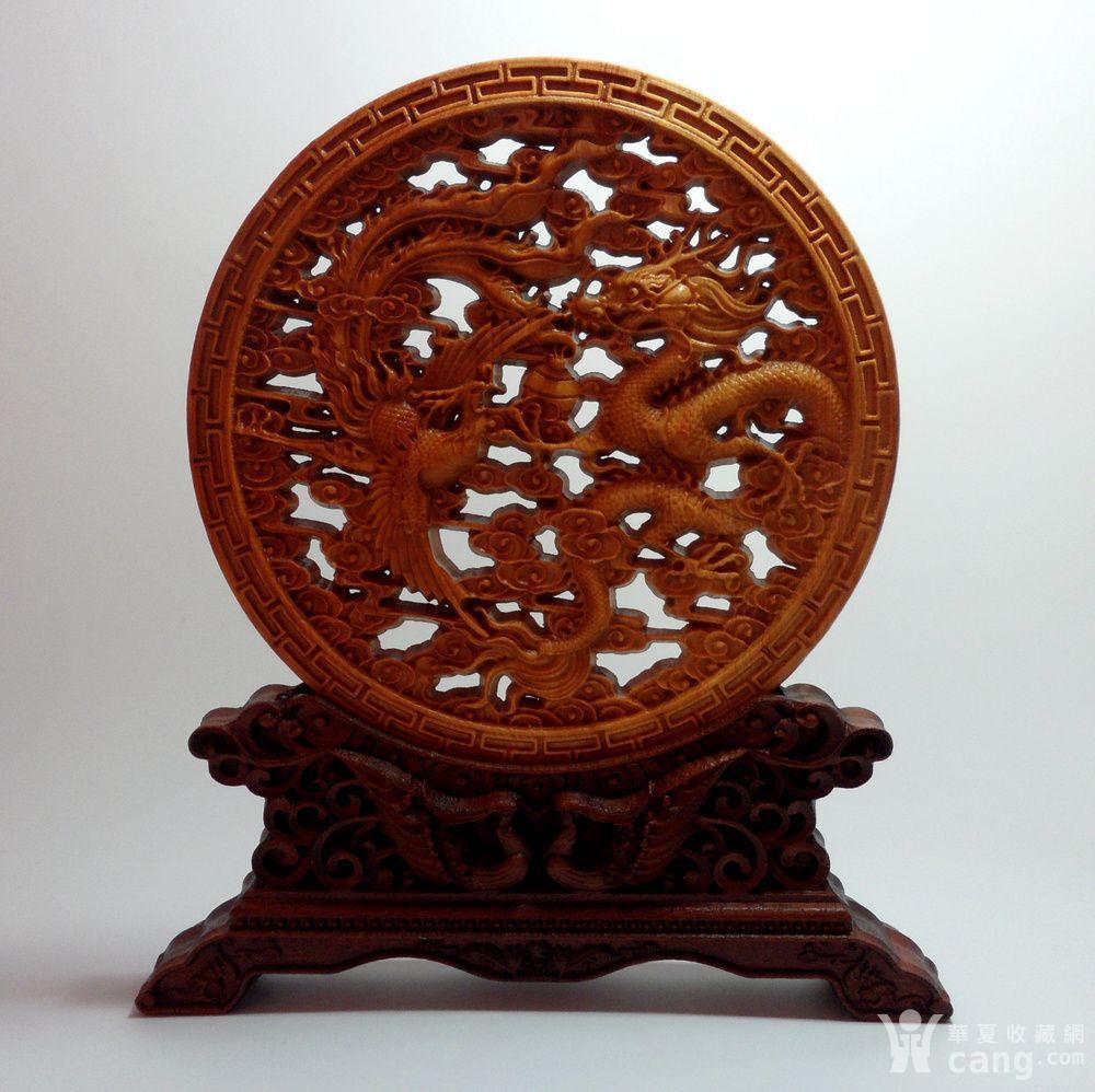 崖柏木雕 镂空双面精雕龙凤呈祥高档摆件!