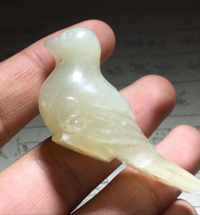 和田玉 喜鹊 挂件 手工雕刻 包浆老厚 橘皮纹清晰