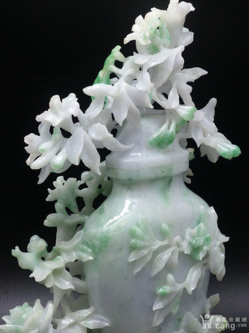 【金牌】翡翠花鸟盖瓶摆件《秋趣》高28厘米