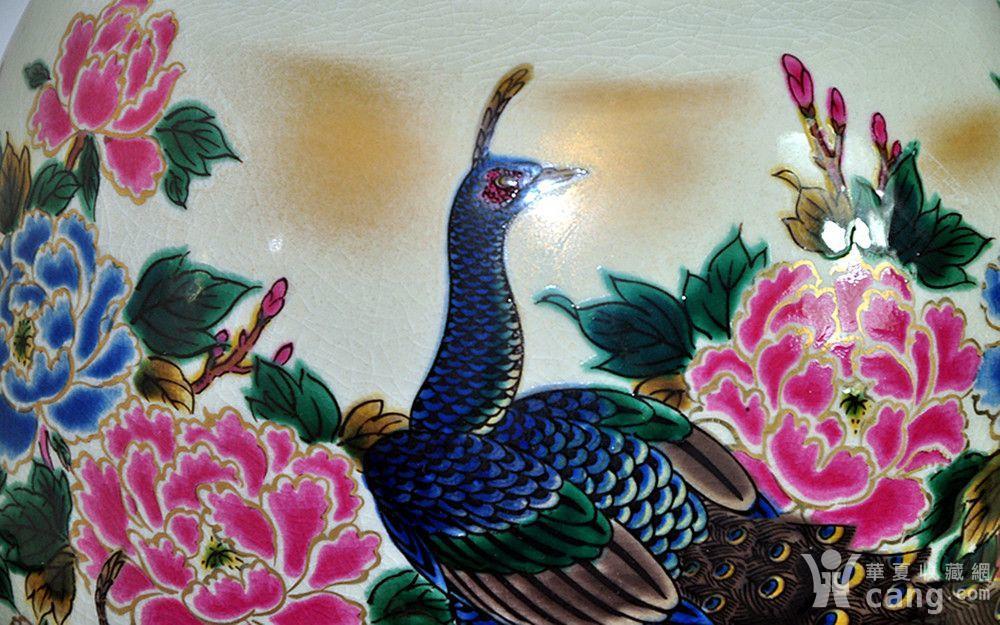 日本九谷陶寿孔雀牡丹瓷瓶