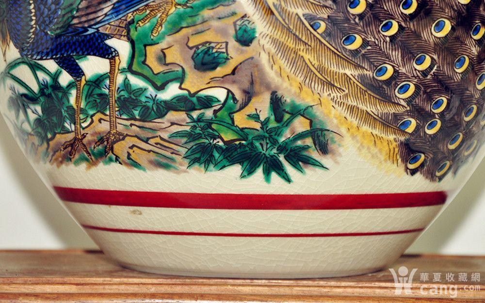 日本九谷陶寿孔雀牡丹瓷瓶