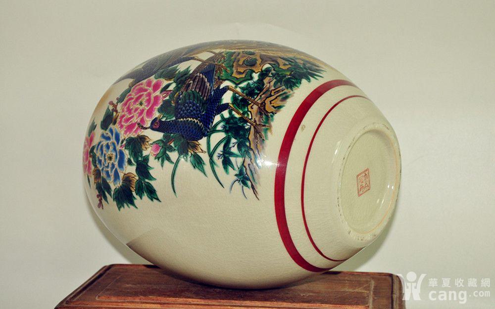 日本九谷陶寿孔雀牡丹瓷瓶