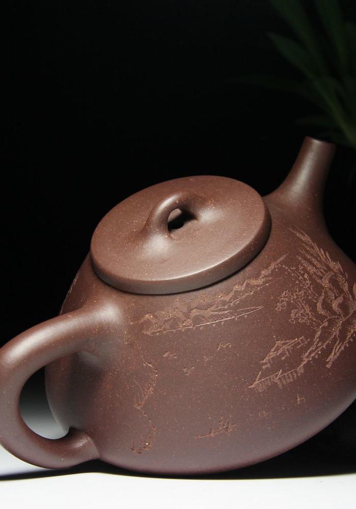 储建飞 原矿老紫泥 全手工石瓢壶