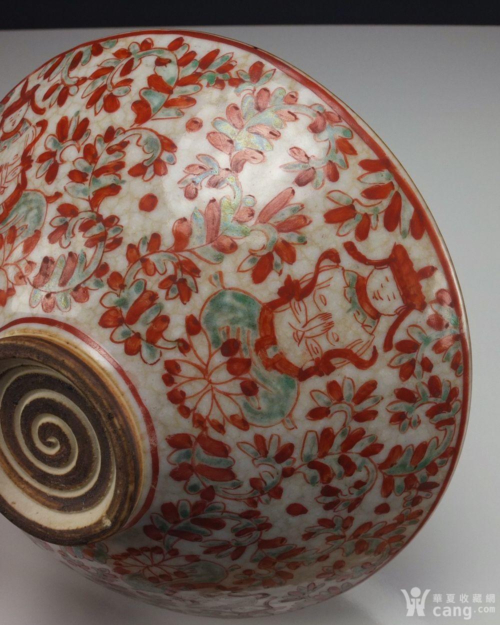 明代 矾红彩 人物花纹 高足贡盘 - 明 - 瓷器 - 华夏收藏网