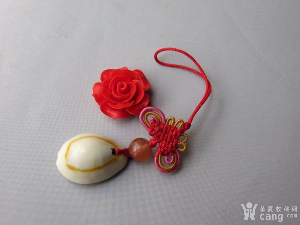 少见带彩老 贝币 配天然南红玛瑙手机坠