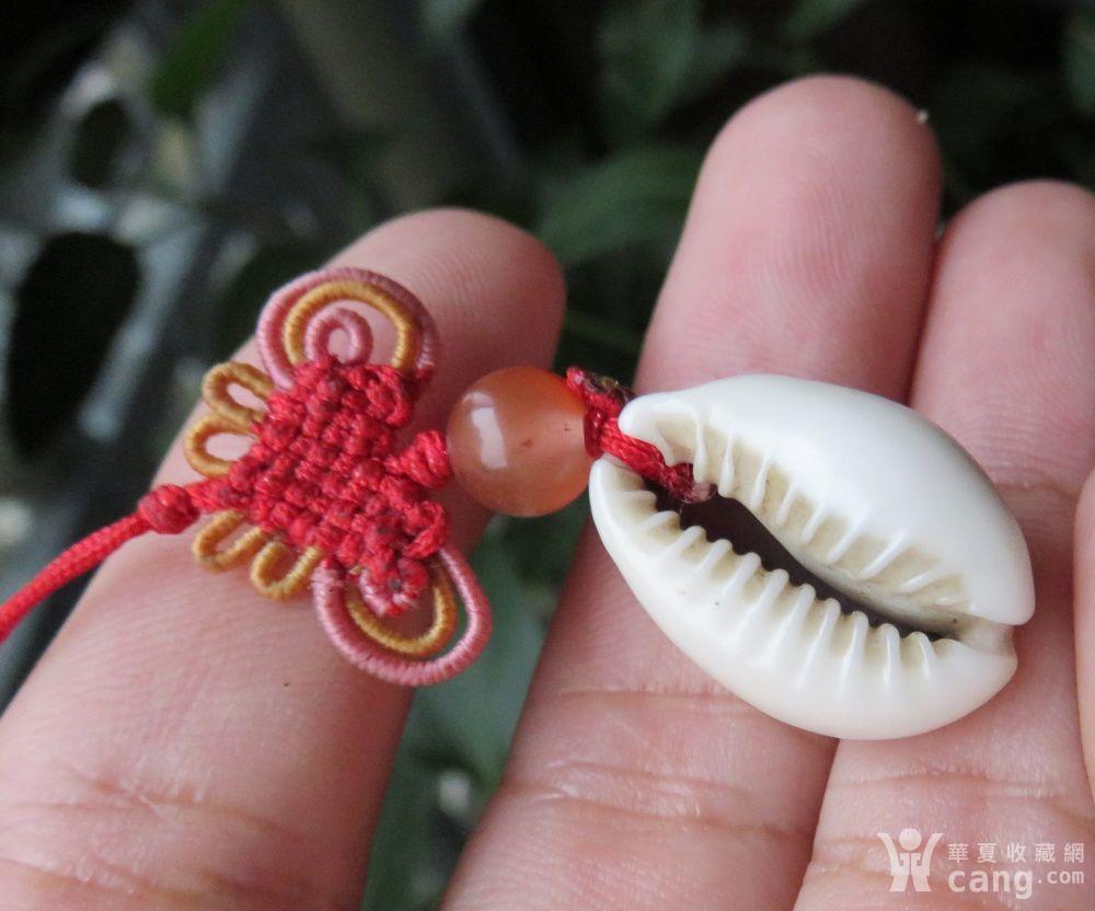 少见带彩老 贝币 配天然南红玛瑙手机坠