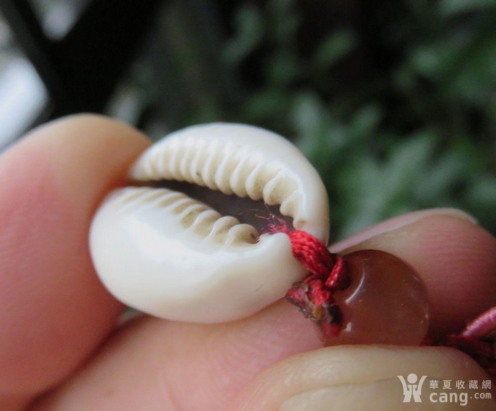 少见带彩老 贝币 配天然南红玛瑙手机坠