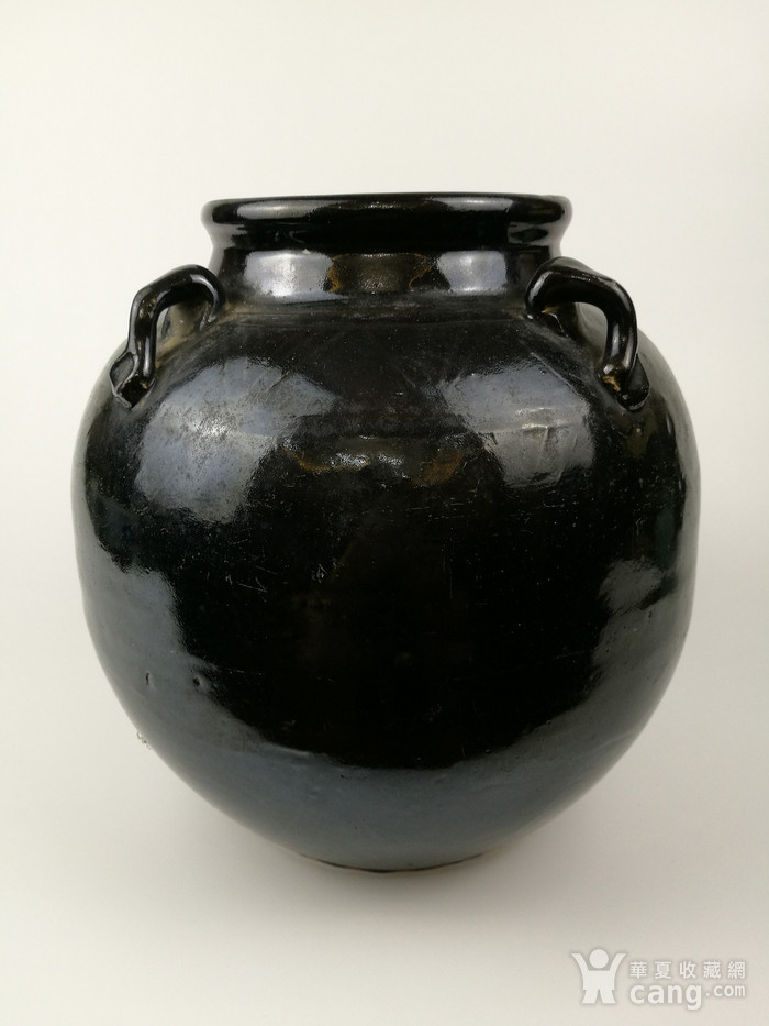 清代黑釉四系大罐