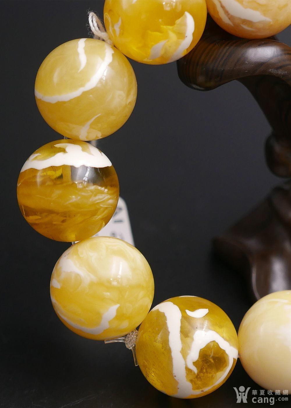 2.0俄白花琥珀蜜蜡手串妖孽级