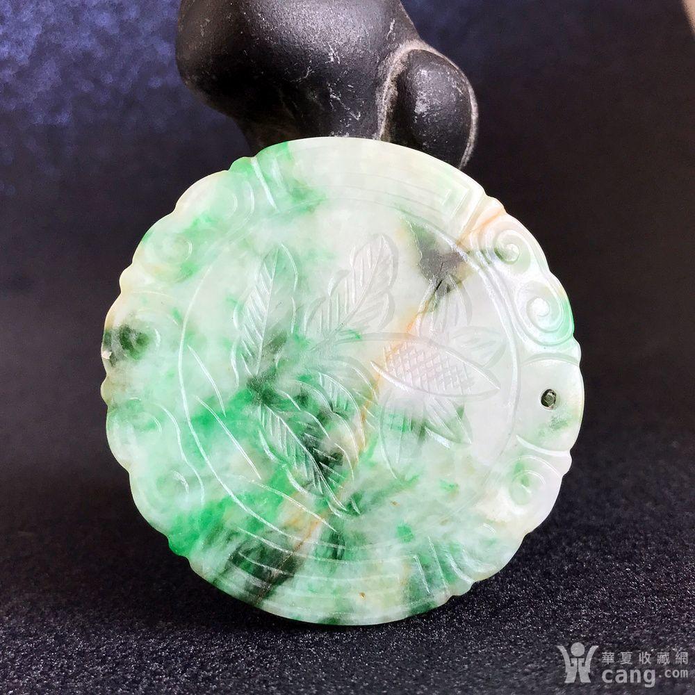 精品收藏级古玉翠 清代正阳绿老翡翠圆牌