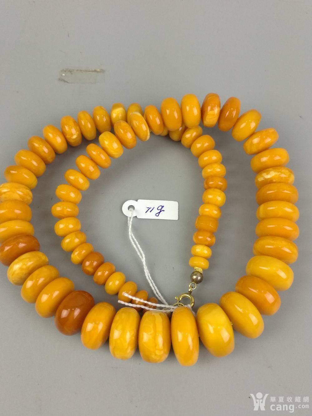 金牌 天然扁珠式蜜蜡项链