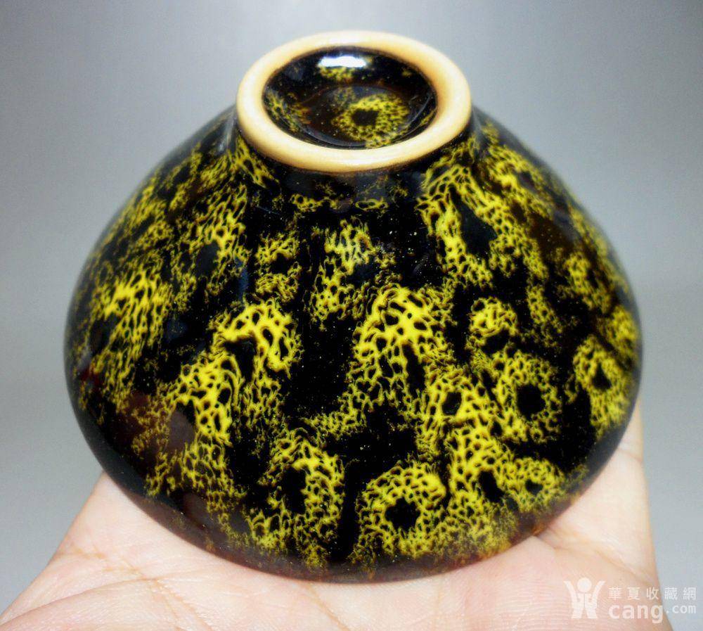 德化瓷黄色窑变釉建盏茶盏!