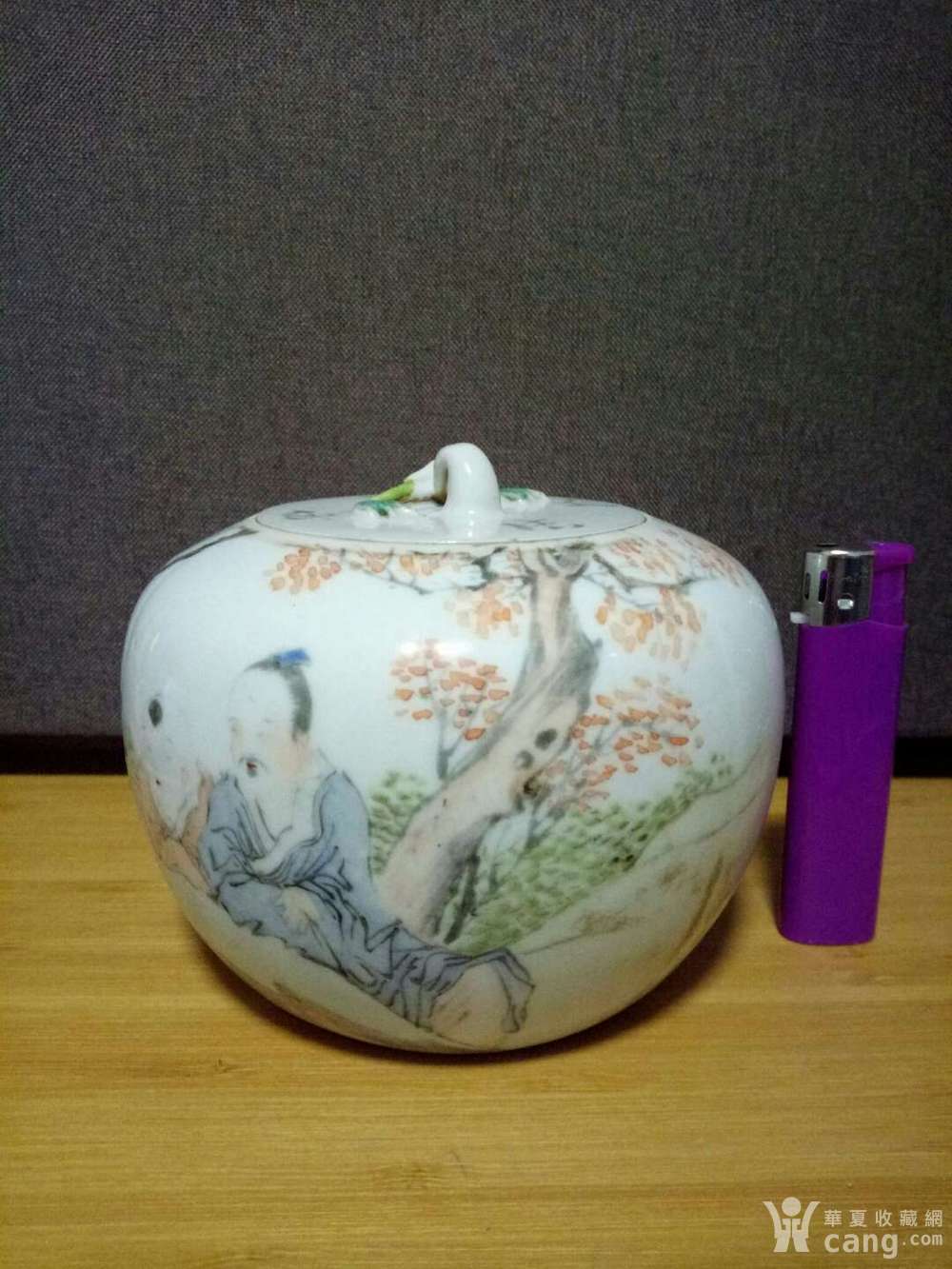 清代光绪浅绛彩名家颜筱云绘人物罐