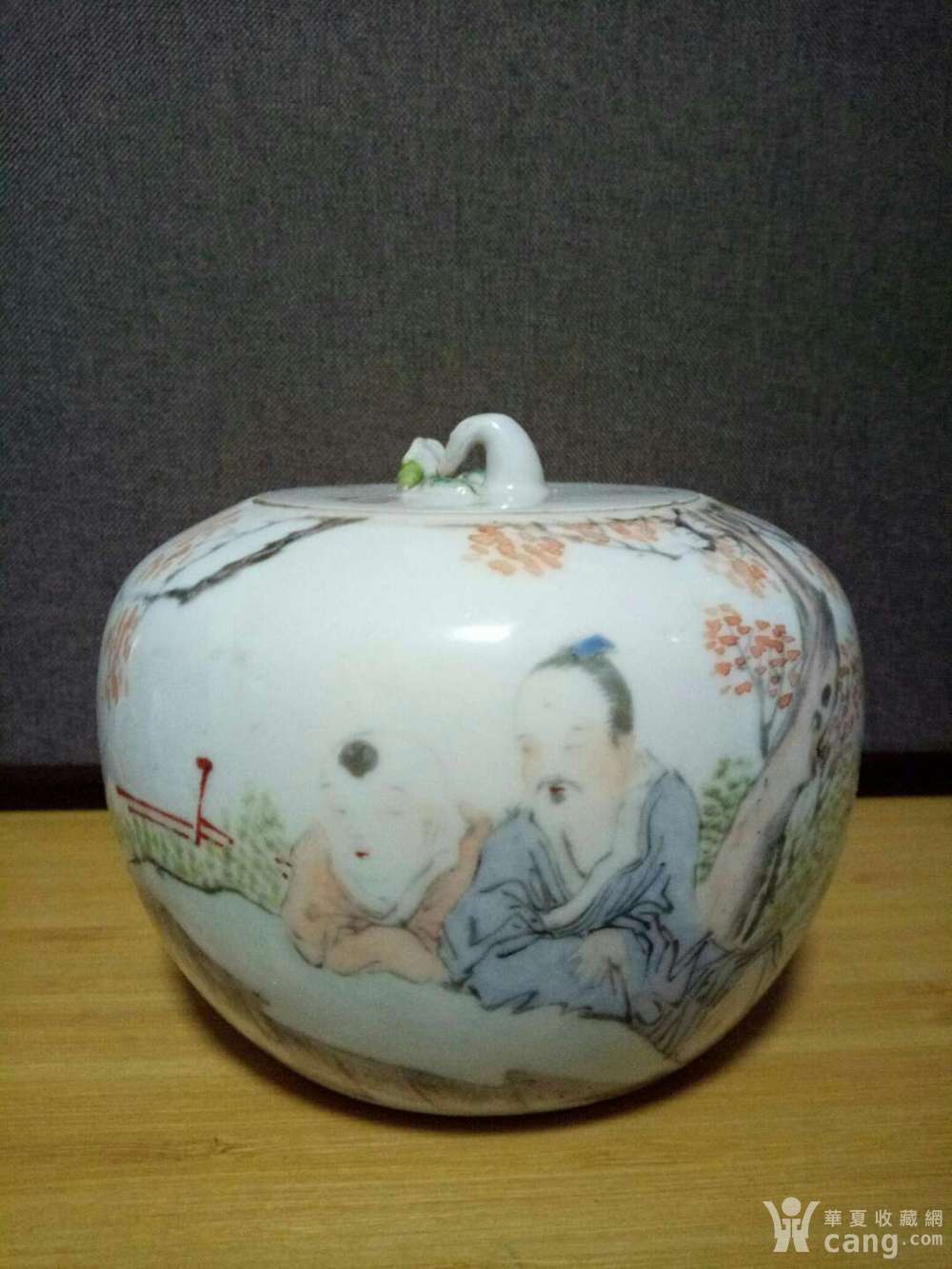 清代光绪浅绛彩名家颜筱云绘人物罐