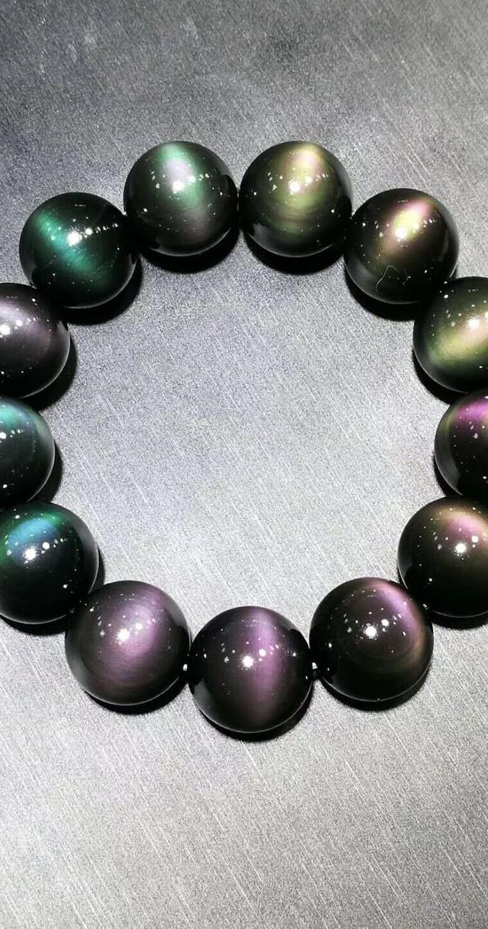 18 猫眼黑曜石手链