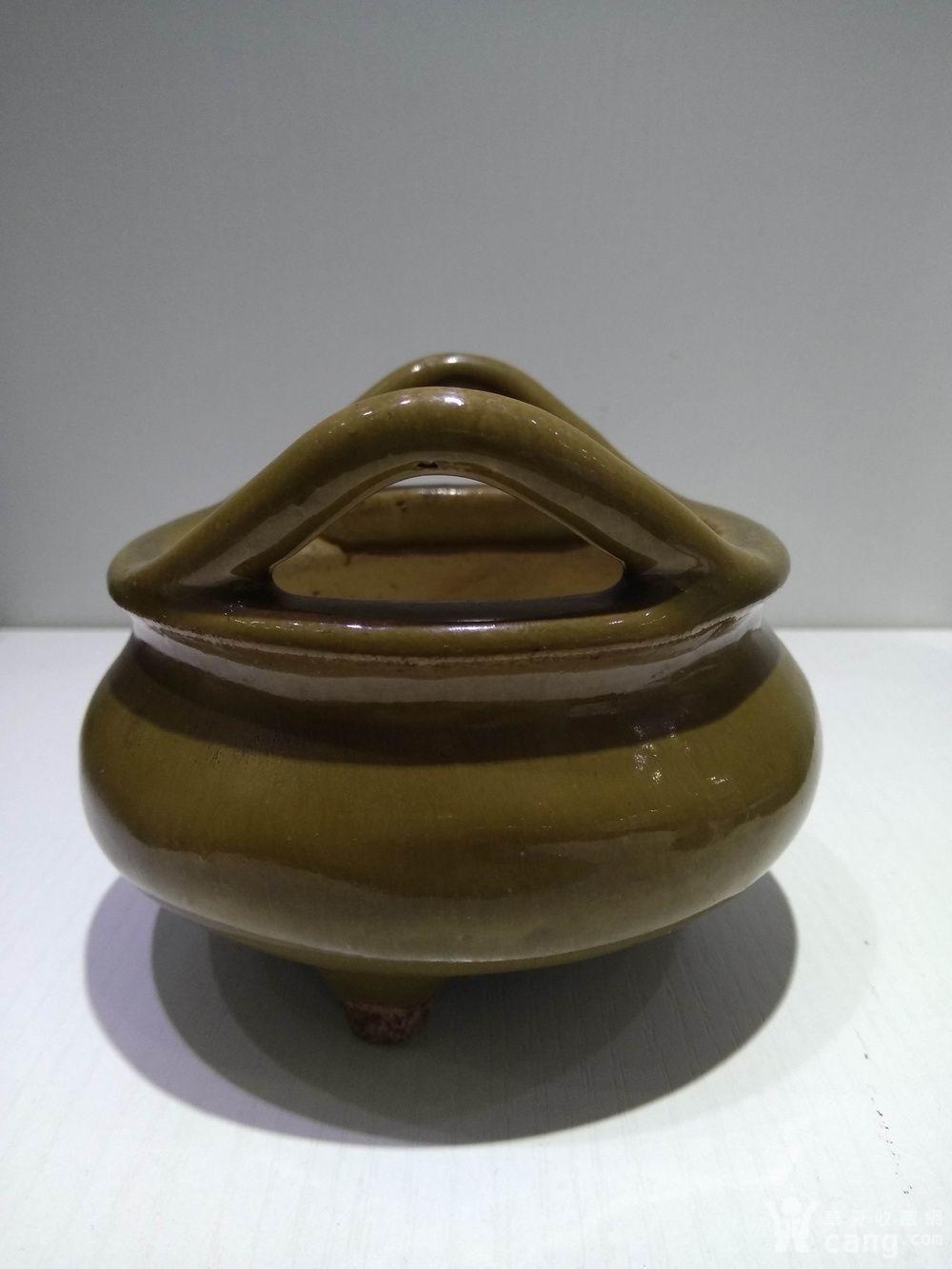 清代鳝鱼黄釉凤耳香炉 - 清 - 瓷器 - 华夏收藏网