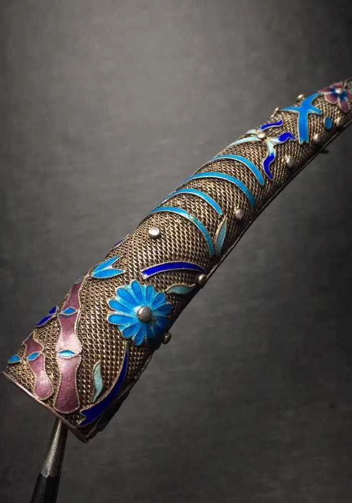 清代纯银 掐丝烧蓝指套