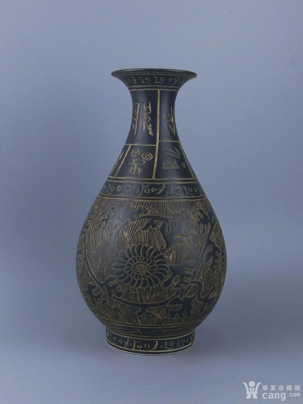 西夏文 折纸花纹 玉壶春瓶 - 瓷器 - 仿古工艺品 - 华夏收藏网