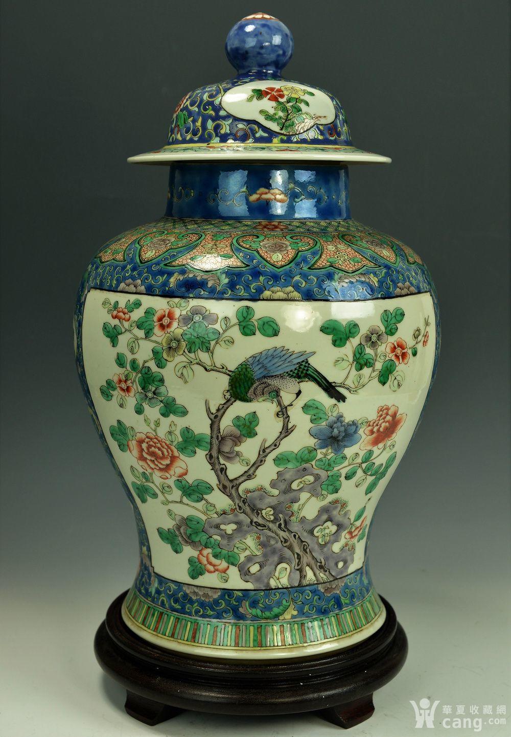 欧美回流 极美清光绪粉彩花鸟纹饰大将军罐 - 明清 - 瓷器 - 华夏收藏