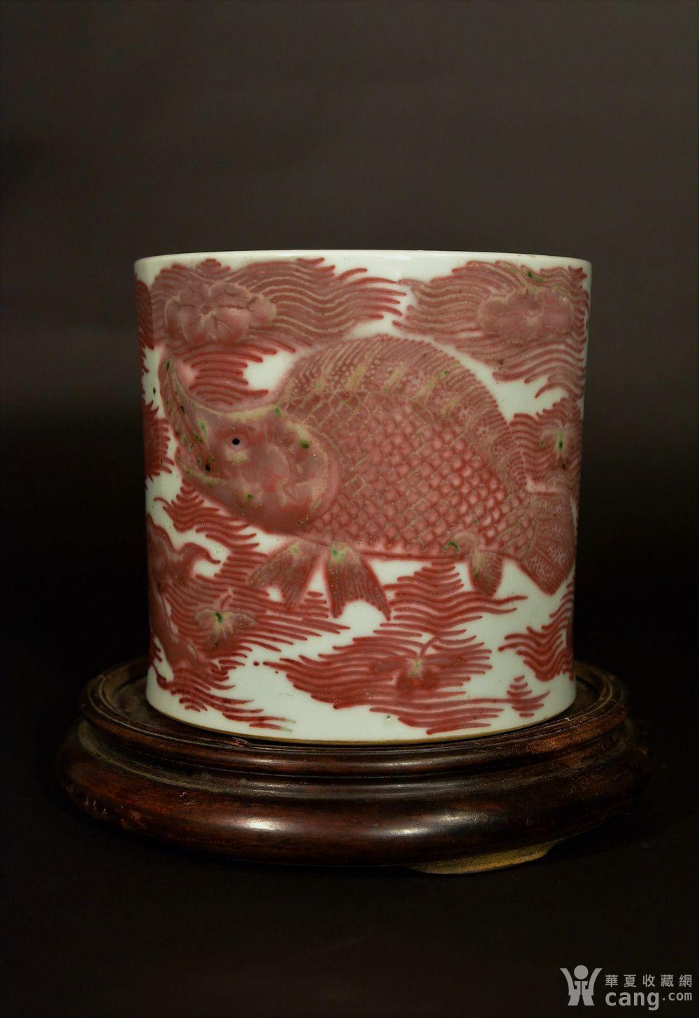 欧美回流 晚清民国时期釉里红大笔筒
