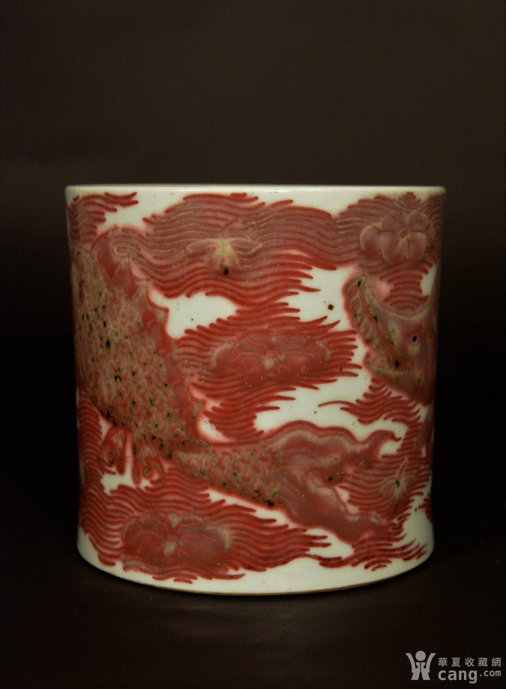 欧美回流 晚清民国时期釉里红大笔筒