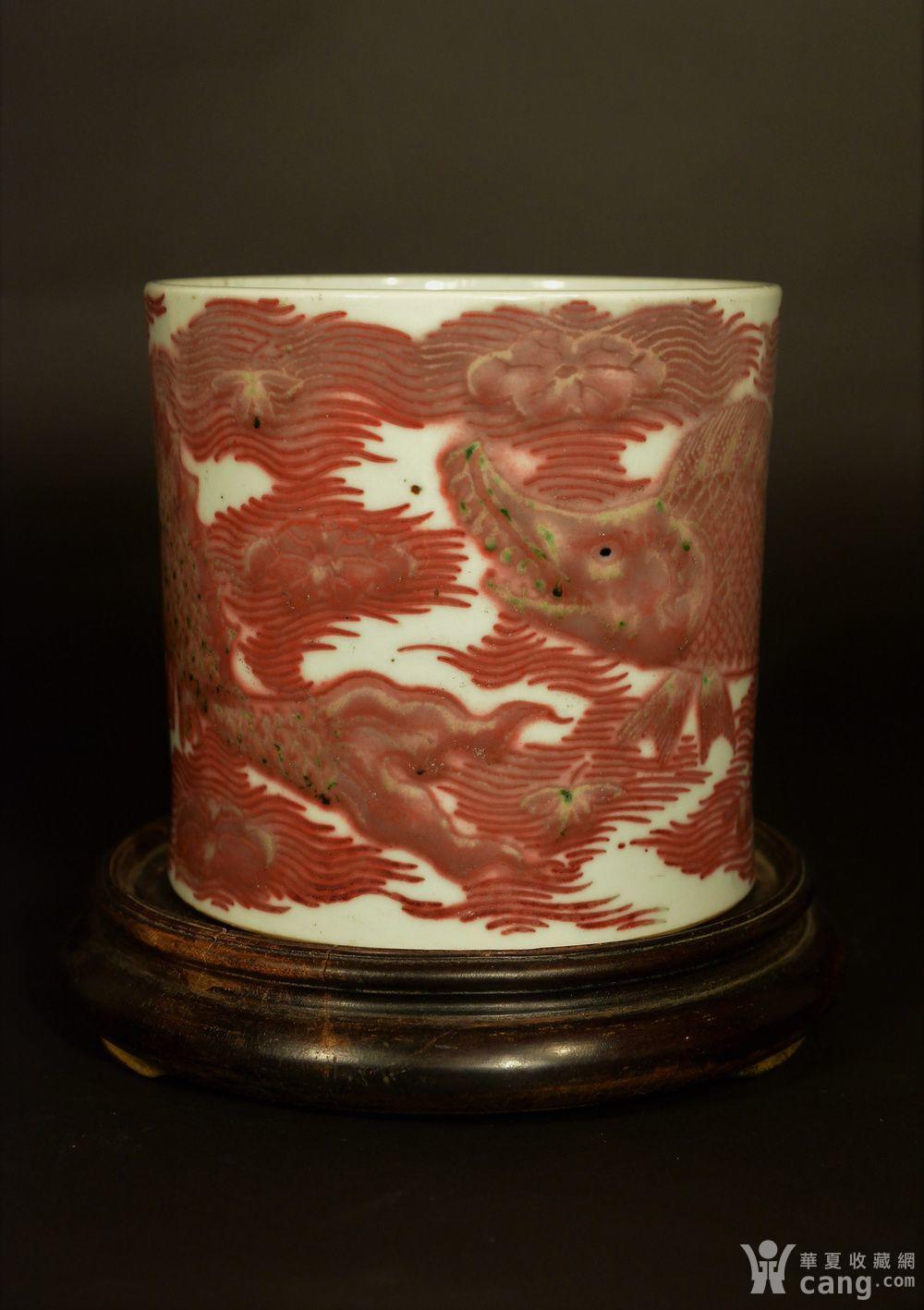欧美回流 晚清民国时期釉里红大笔筒
