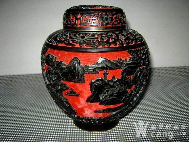 晚清铜胎剔红剔黑罐子 - 漆器 - 杂项 - 华夏收藏网