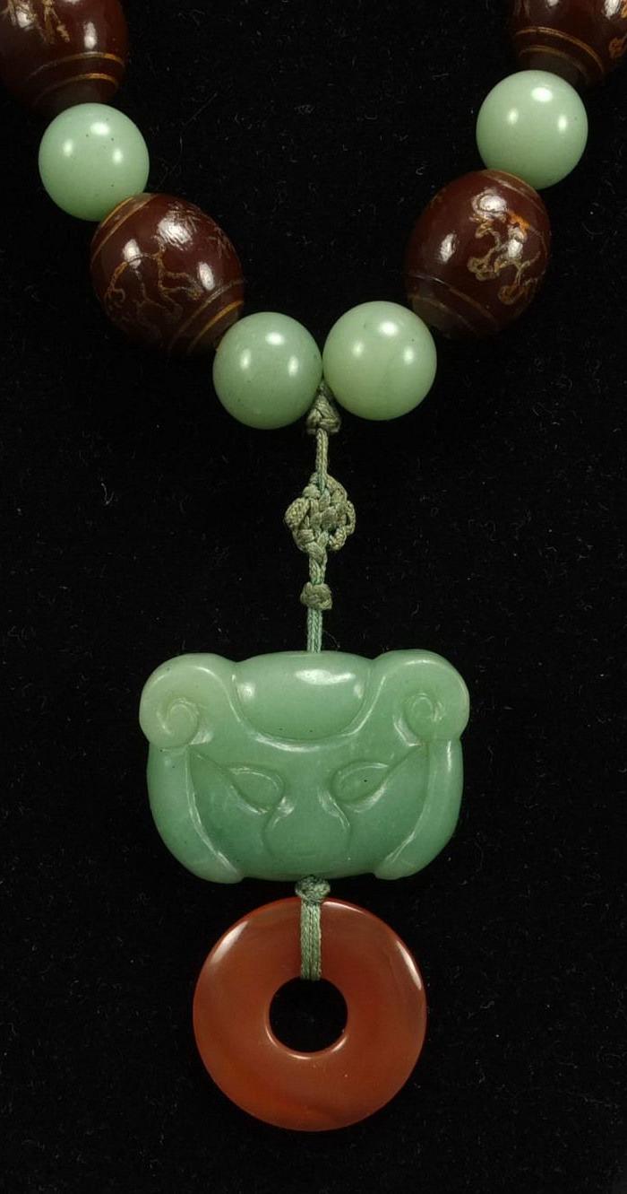 民国 天然满绿印度玉 项链