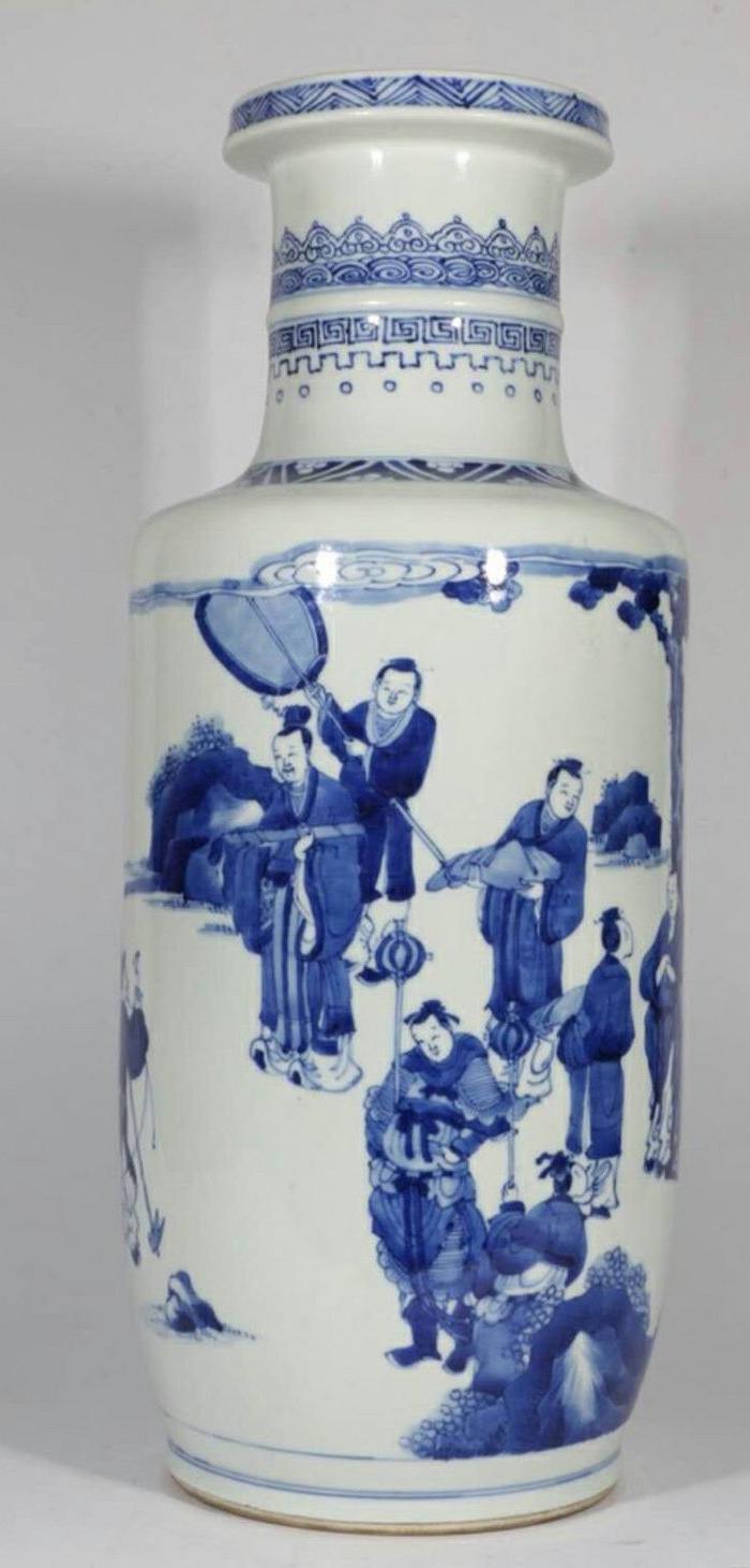 回流康熙青花人物棒槌瓶