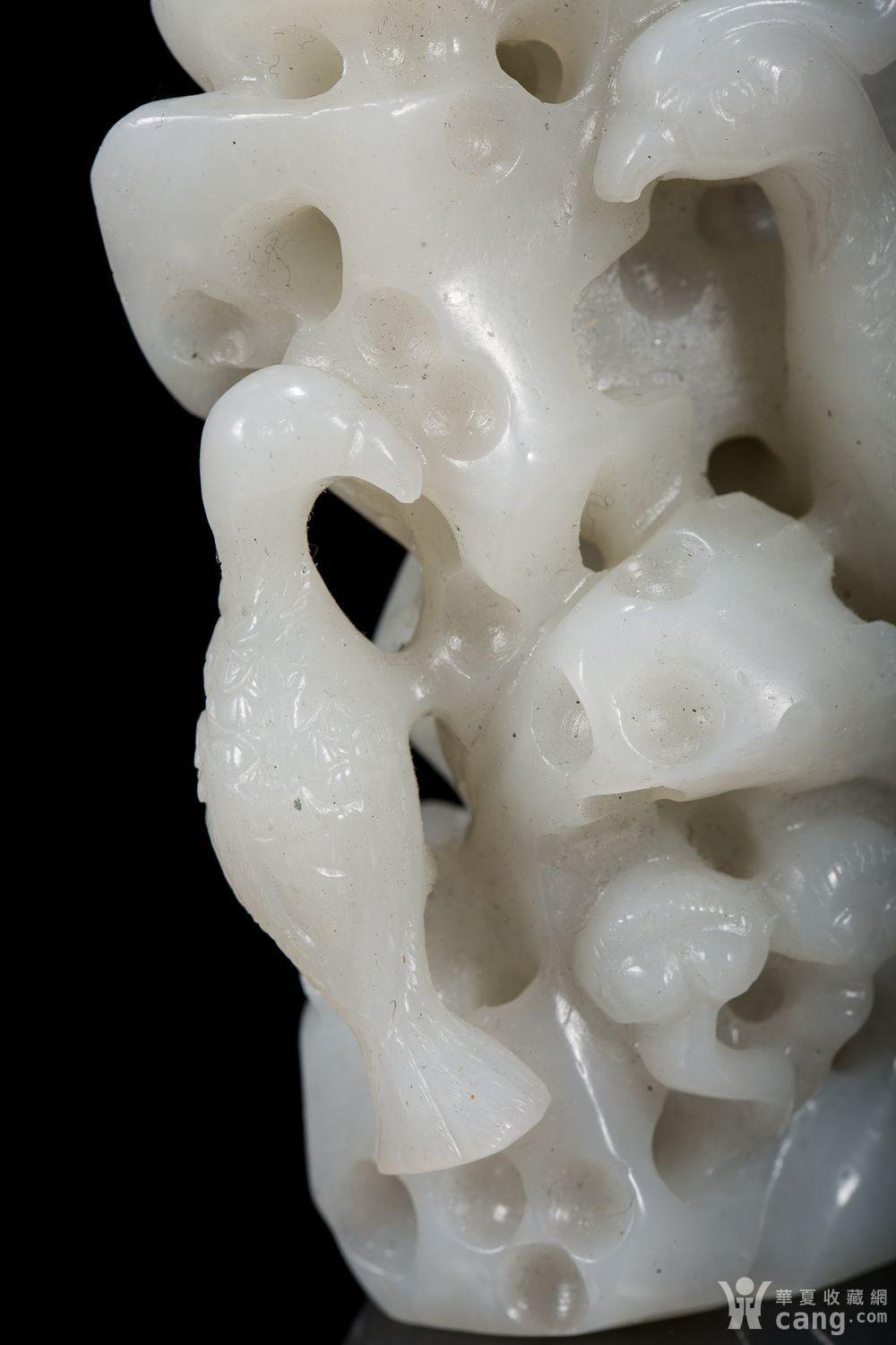 和田玉山流水料镂空圆雕比翼连理纹手把件 - 和田 - 玉器 - 华夏收藏