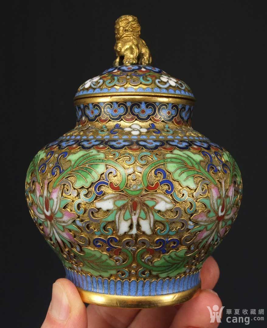 经典 民国 铜胎掐丝珐琅 盖罐一对
