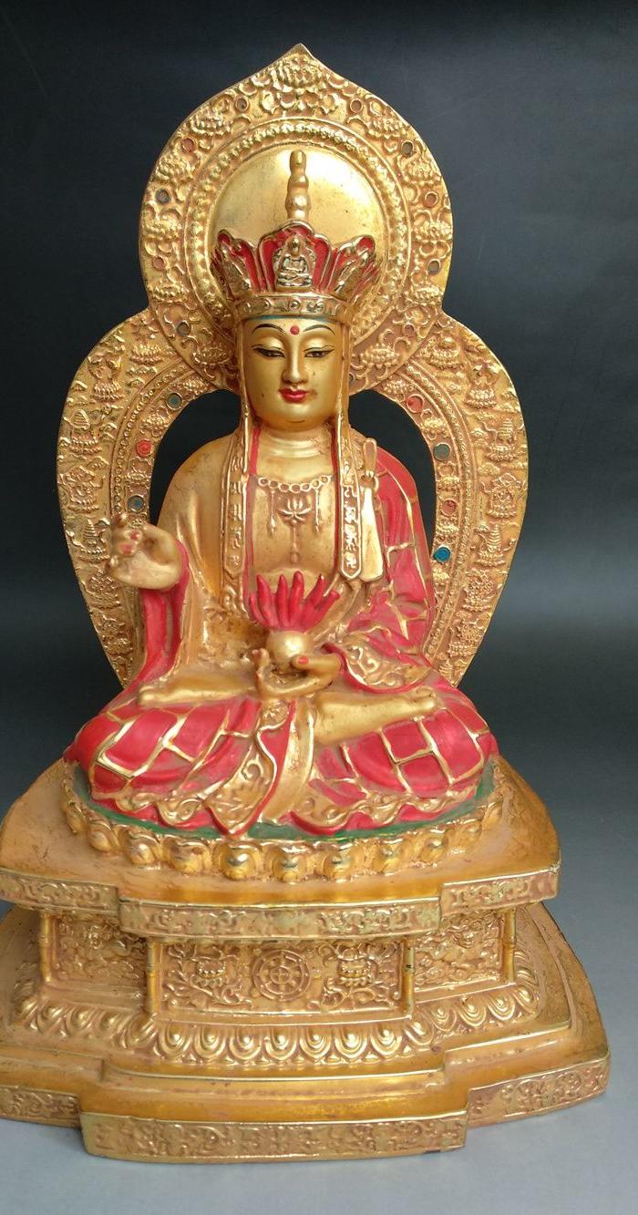 回流铜胎鎏金画彩藏佛